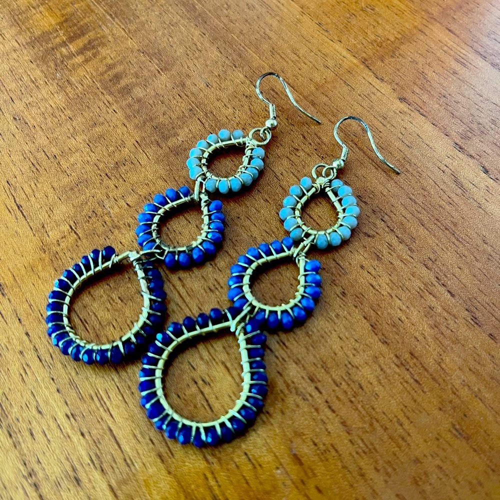 Noonday Collection blue earrings.